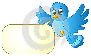 Blue bird with comics bubble
