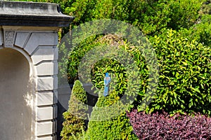 The blue bird entrance to the garden