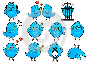Azul pájaro iconos 