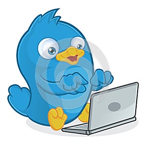 Blue Bird with Laptop