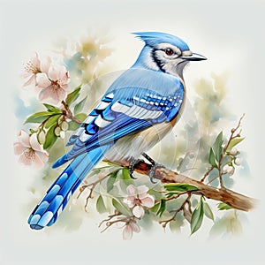 Blue bird watercolor