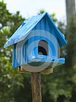 Blue birdhouse