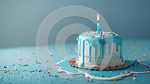 The blue birthday cake. AI generated