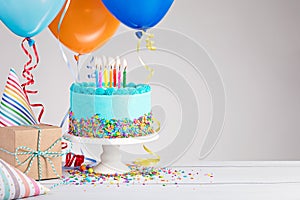 Modrý torta k narodeninám 