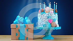 Blue birthday celebration showstopper cake