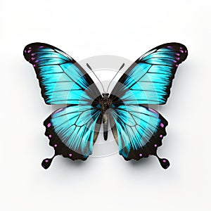 Blue And Black Butterfly: Delicate Chromatics In 3d Illustration