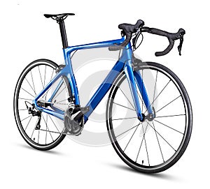 Blue black carbon racing sport road bike bicycle racer isolated photo