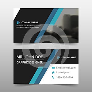 Blue black corporate business card, name card template ,horizontal simple clean layout design template , Business banner template