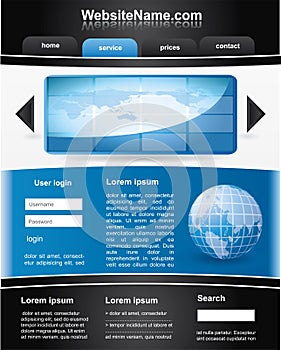 Blue and black editable website template