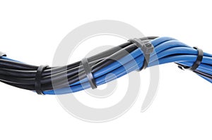 Blue and black electrical cables
