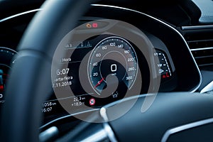 Blue and black high-tech full digital car dashboard