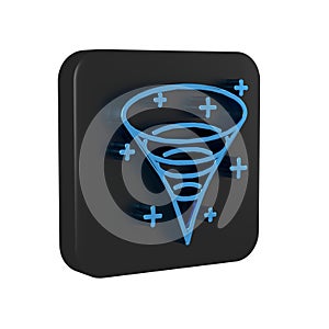 Blue Black hole icon isolated on transparent background. Space hole. Collapsar. Black square button.