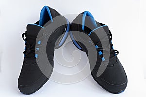 Blue and black leather sneakers