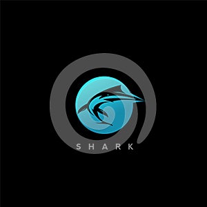 Blue and black logo with typography.