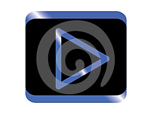 Blue black play button icon vector