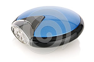 Blue and black portable LED flashlight