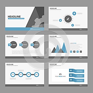 Blue Black presentation template Infographic elements flat design set for brochure flyer leaflet marketing advertising