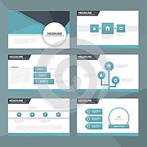 Blue and Black presentation templates Infographic elements flat design set for brochure flyer leaflet marketing