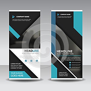 Blue black roll up business brochure flyer banner design , cover presentation abstract geometric background, modern publication