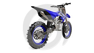 Blue and black sport bike for cross-country on a white background. Racing Sportbike. Modern Supercross Motocross Dirt photo