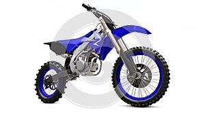 Blue and black sport bike for cross-country on a white background. Racing Sportbike. Modern Supercross Motocross Dirt photo