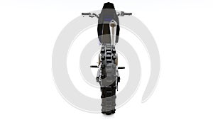 Blue and black sport bike for cross-country on a white background. Racing Sportbike. Modern Supercross Motocross Dirt Bike. 3D photo