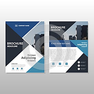 Blue black Triangle Vector annual report Leaflet Brochure Flyer template design, book cover layout design