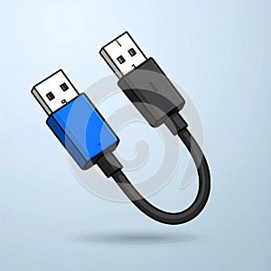 Blue And Black USB Cable Connectors Illustration