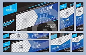 Blue and Black Web banners templates