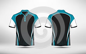 Blue, black and white layout e-sport t-shirt design template photo