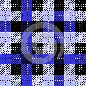 Blue, black and white Scottish Tartan Plaid Seamless Pattern
