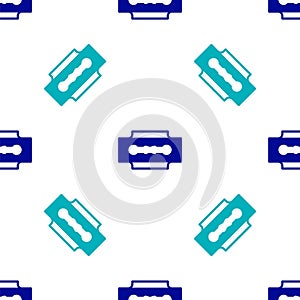 Blue Blade razor icon isolated seamless pattern on white background. Vector