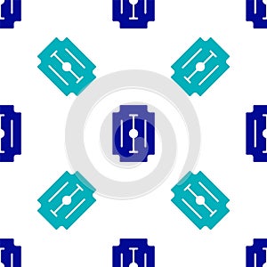 Blue Blade razor icon isolated seamless pattern on white background. Vector