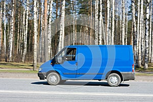 Blue blank delivery van