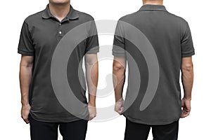 Blue blank polo shirt on human body for graphic design mock up