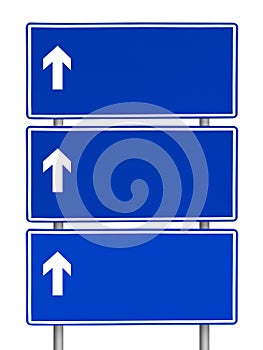 Blue blank traffic sign on isolated white background.