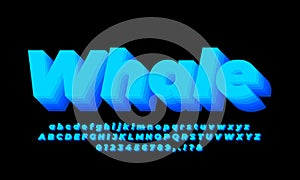 Blue blend 3d light alphabet or letter text effect or font effect design