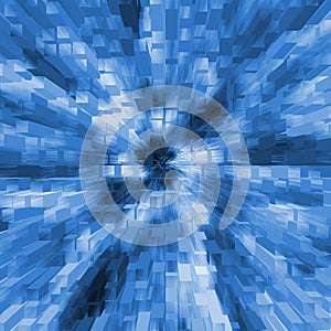 Blue blocks in 3-d background