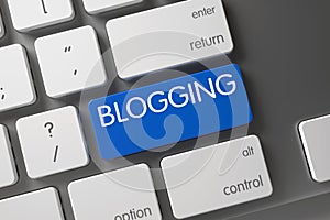 Blue Blogging Button on Keyboard. 3D.