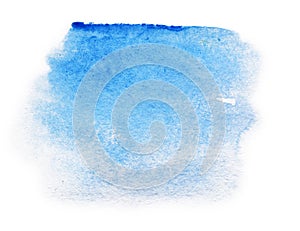 Blue-blue stain in watercolor on a white background, isolate, hand-painted