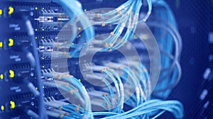 Blue Blurred Many Optical Cable