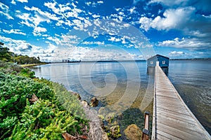 Blue Boat House in Perth along Swan River