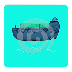 Blue Boat isolated  illustration colorful background images