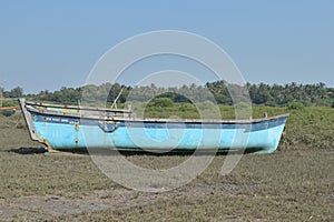 Blue boat near seashore, valsad, gujarat