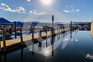 Blue Boat Slips At Marina on Lake Coeur d\' Alene