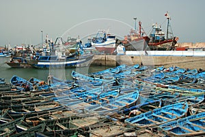 Blue boats in Essaouira port
