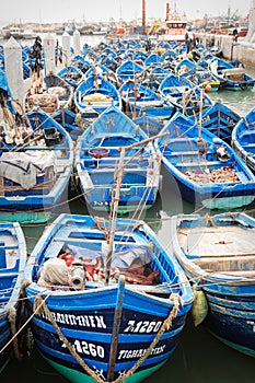 Blue boats, port, Essaouira, Morocco