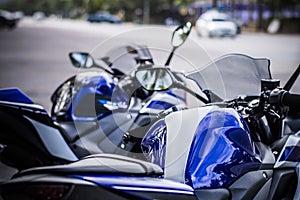 Blue body motorcycle road background