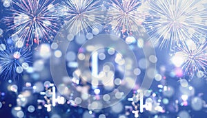 Blue Bokeh Background, blurred defocus Bokeh light of night city with celebration firework