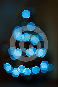 Blue bokeh christmas tree